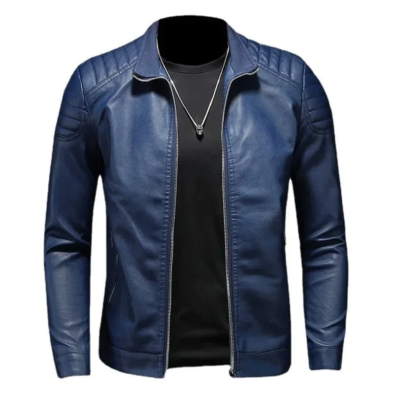 River - Stand Collar Leather Jacket