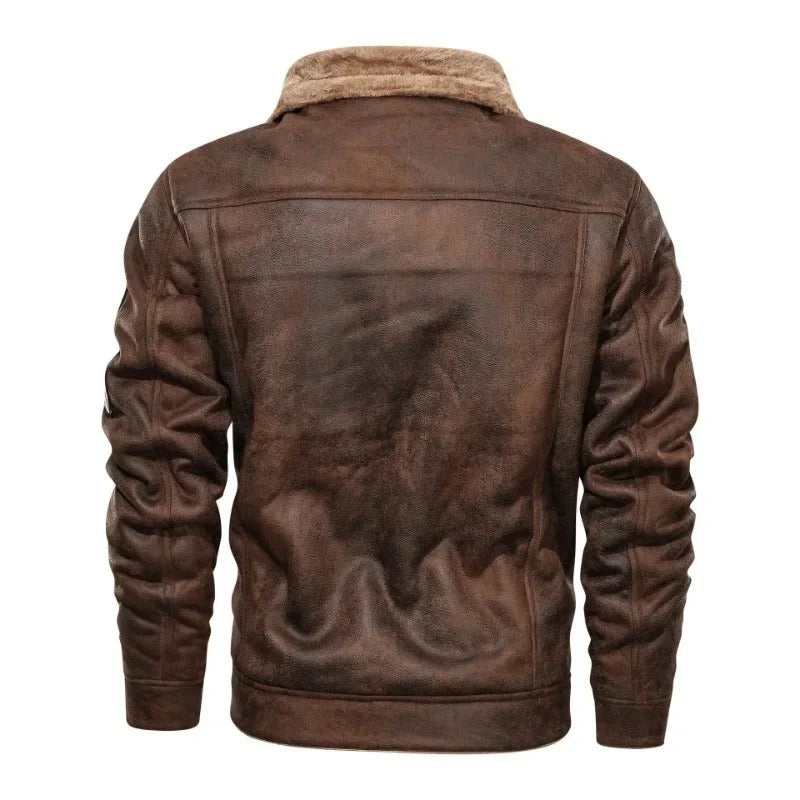 Jasper - Elegant Warm Fleece Leather Jacket