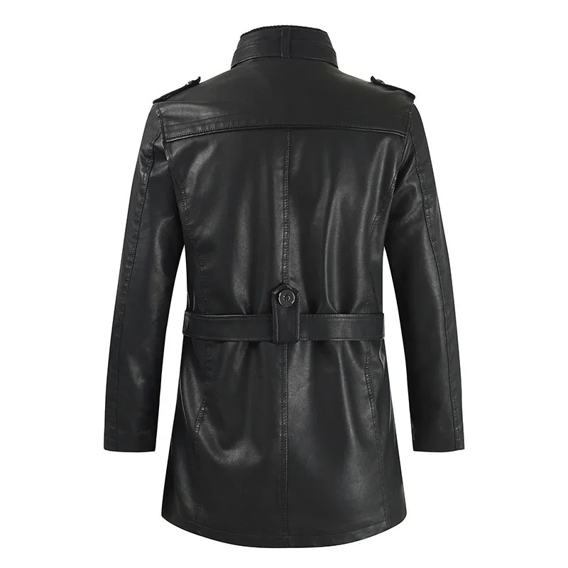 Axel - Elegant Long Leather Biker Jacket