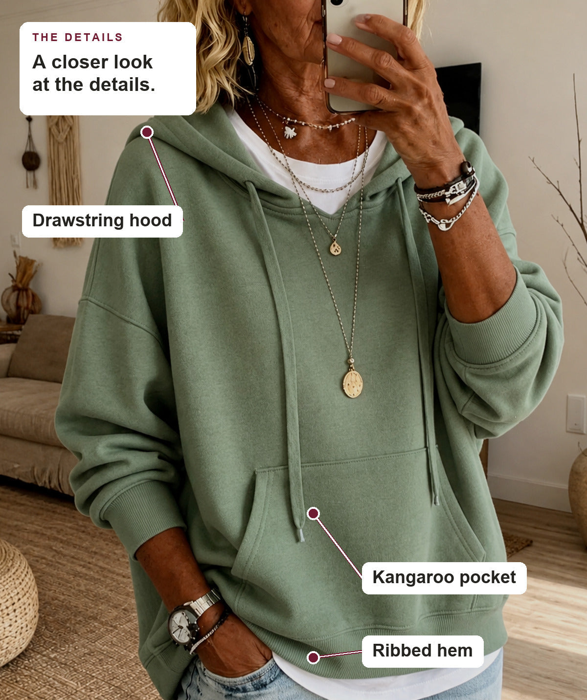 Harley - Sage Green Oversized Hooded Sweater