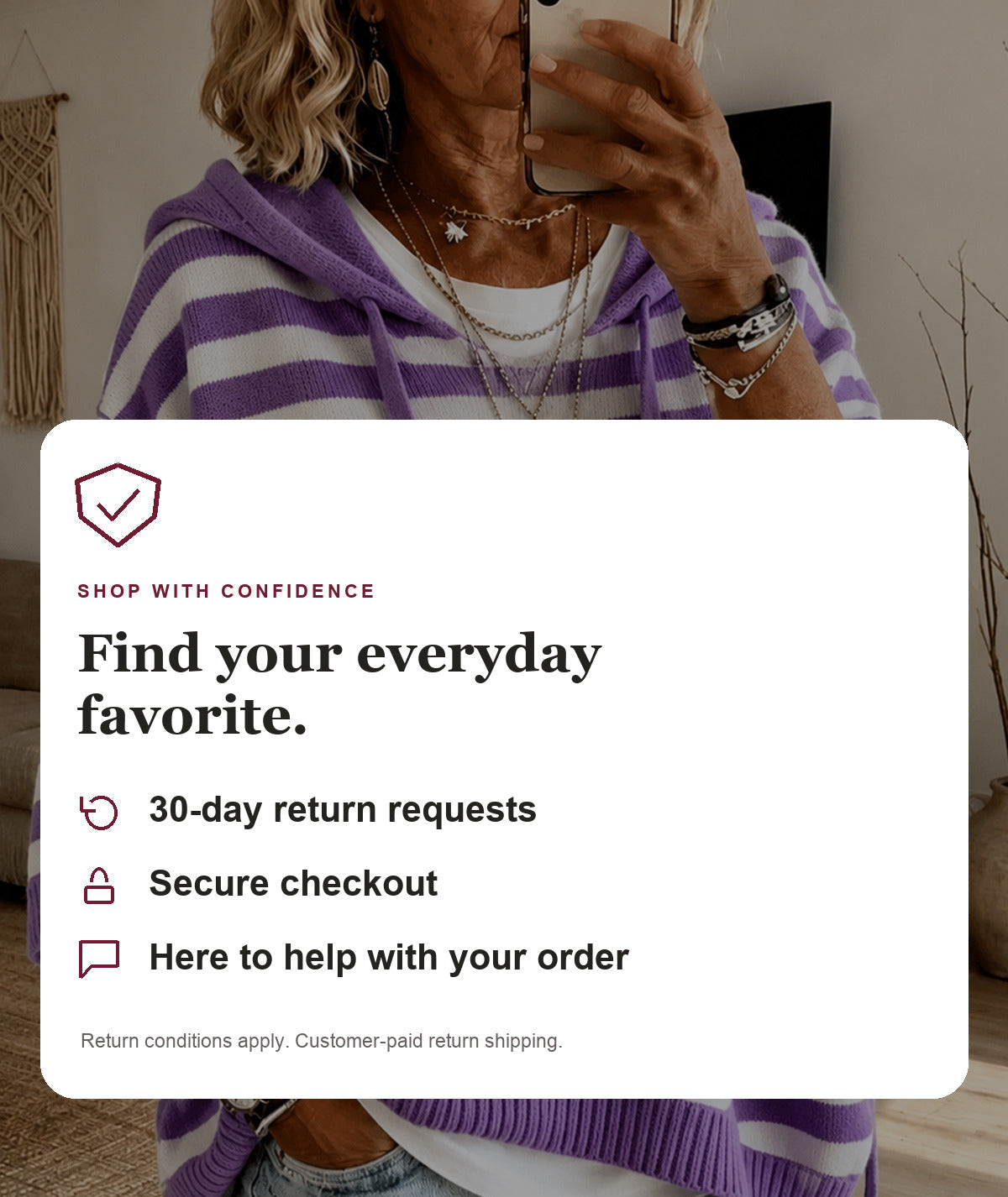Gemma - Purple Striped Hooded Poncho Sweater