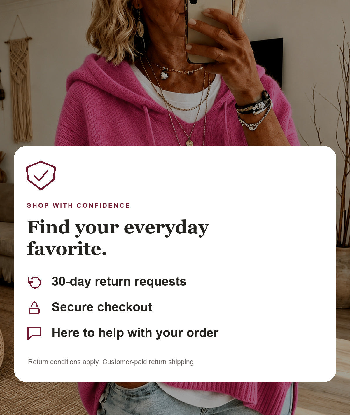 Cora - Pink Hooded Poncho Sweater