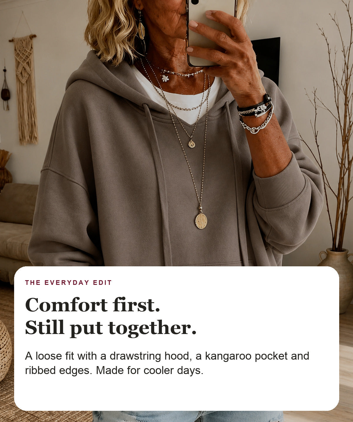 Joanna - Taupe Oversized Hooded Sweater