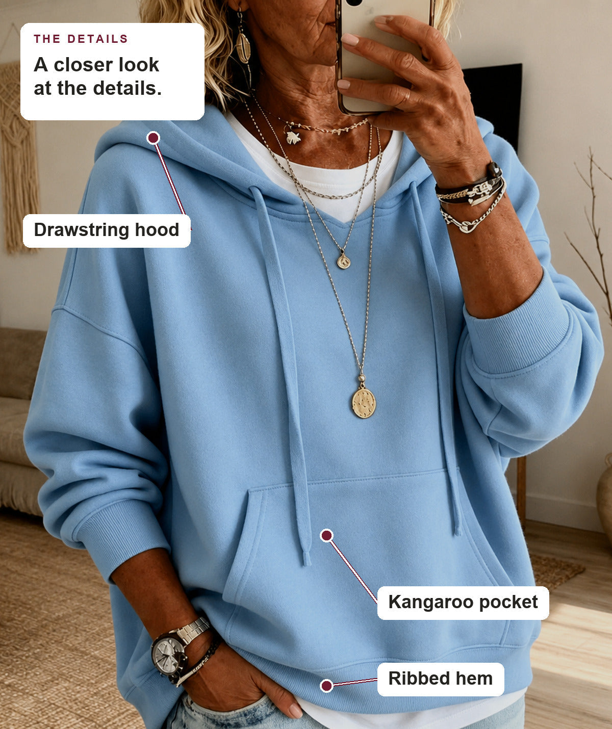 Lilith - Sky Blue Oversized Hooded Sweater