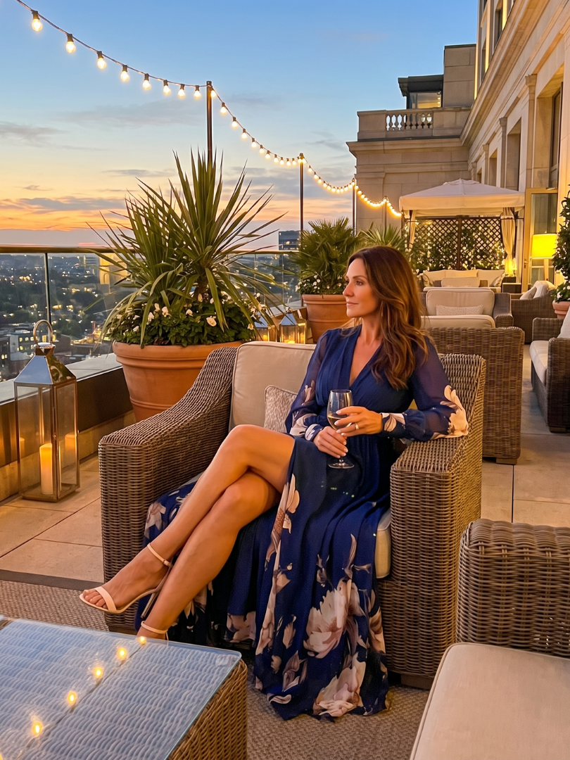 Charli - Floral Hem Maxi Dress with Sheer Sleeves