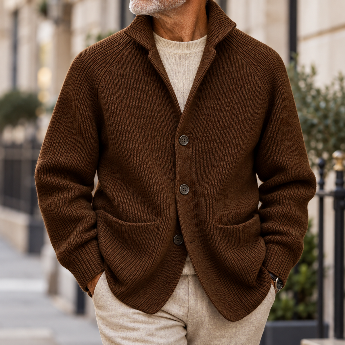 Clarke – Textured Knit Button Cardigan