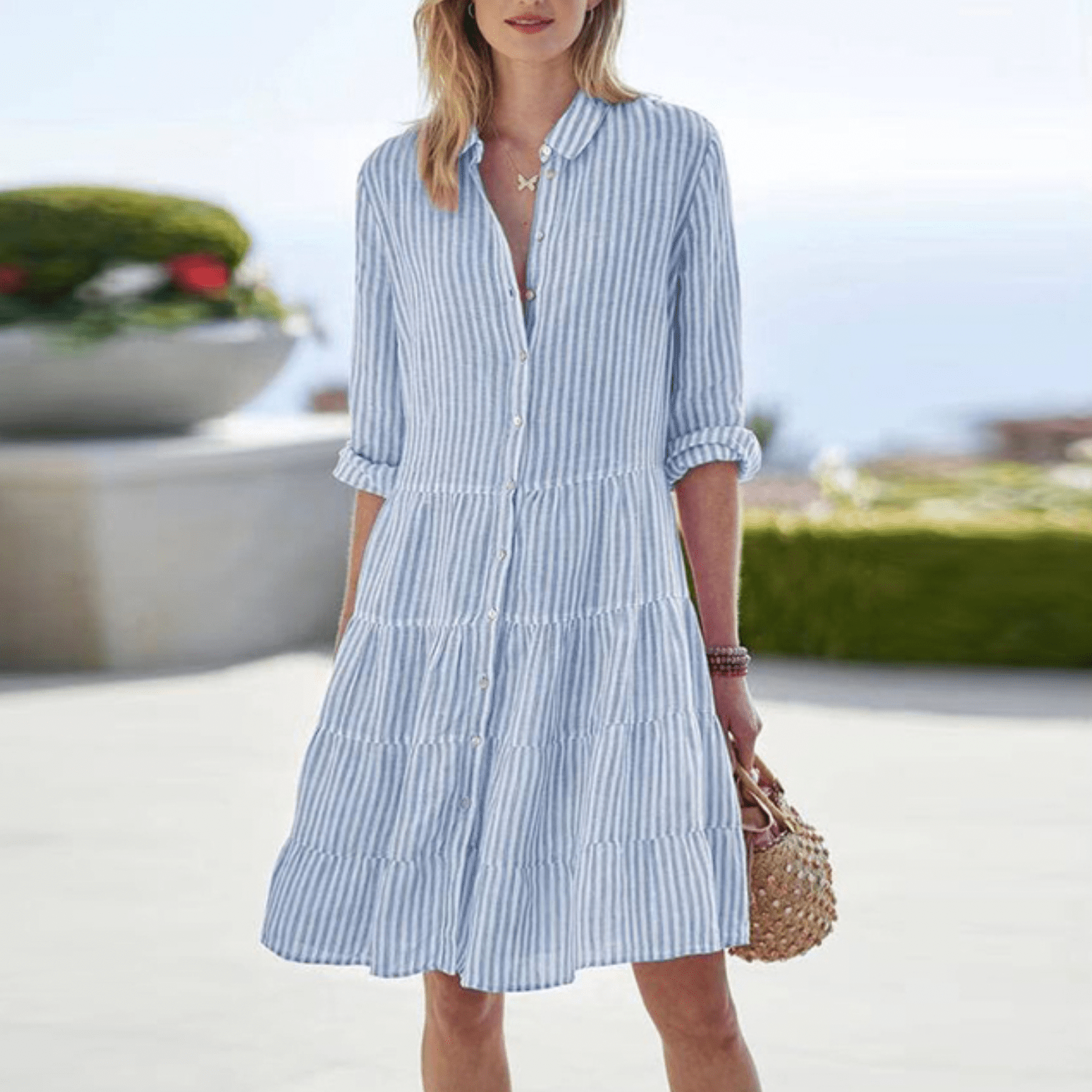 Sandra – Button-Front Striped Sundress for Easy Summer Days
