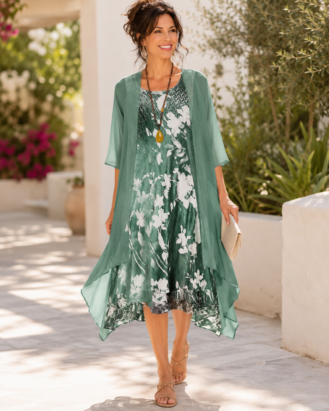 Sharie - Elegant Two-Piece Chiffon Maxi Dress