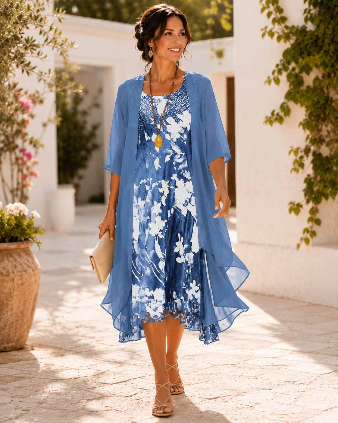 Sharie - Elegant Two-Piece Chiffon Maxi Dress