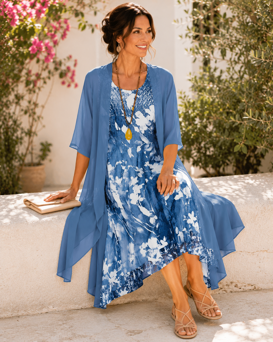 Sharie - Elegant Two-Piece Chiffon Maxi Dress