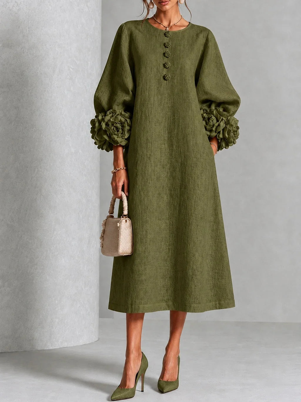 Wren - Floral Button Midi Dress