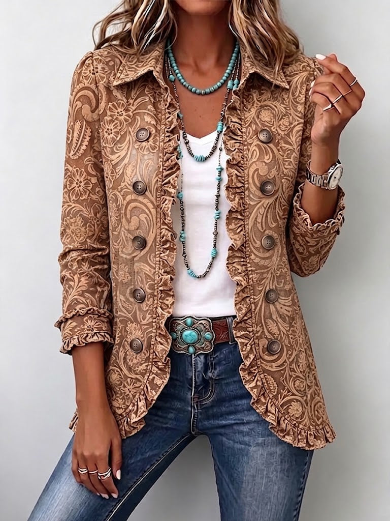 Cheryl – Vintage Floral Frill Jacket