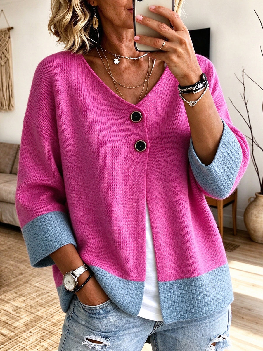 Rhea – Color-Block Knit Cardigan