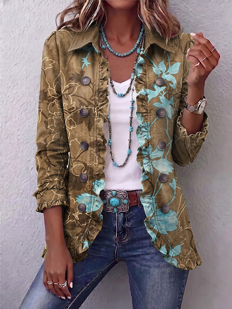 Verity – Vintage Gradient Floral Frill Jacket