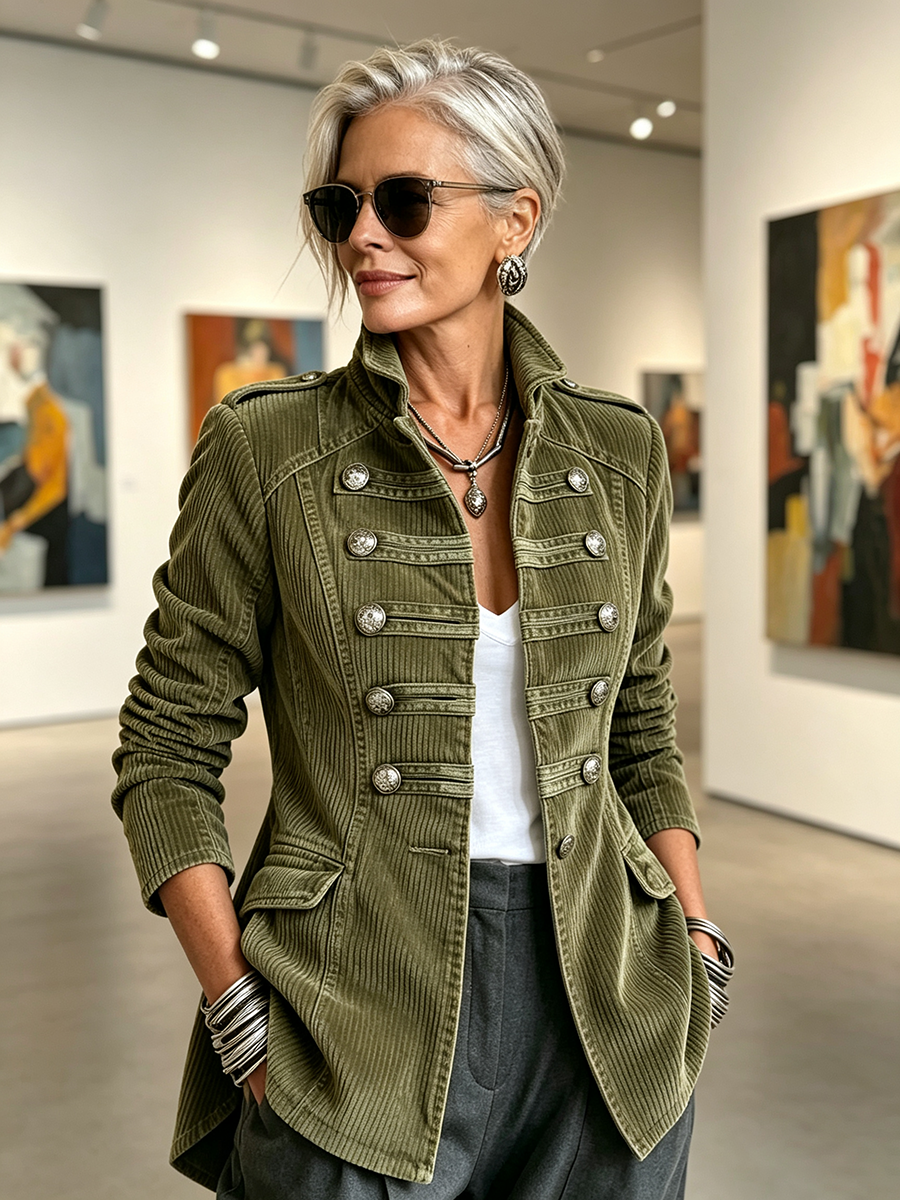 Maia – Olive Military Corduroy Jacket