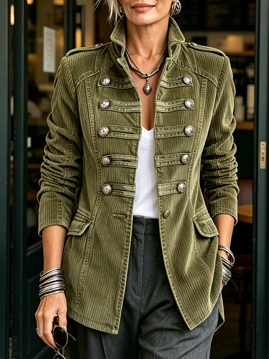 Maia – Olive Military Corduroy Jacket