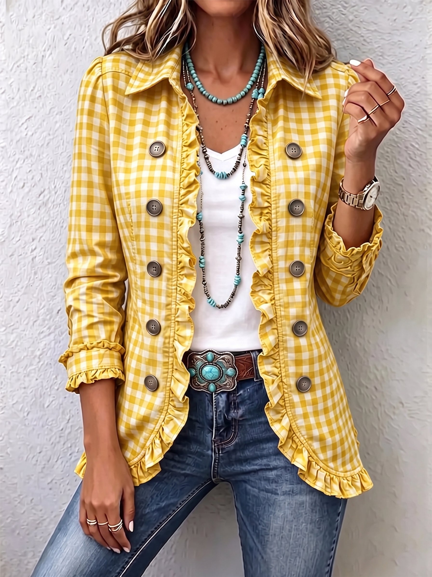 Zelda – Gingham Frill Jacket