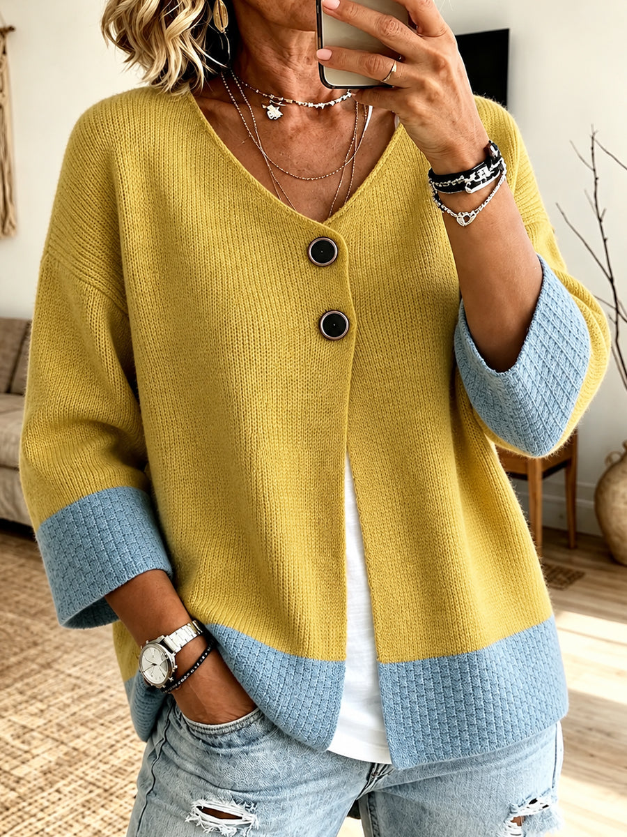 Rhea – Color-Block Knit Cardigan