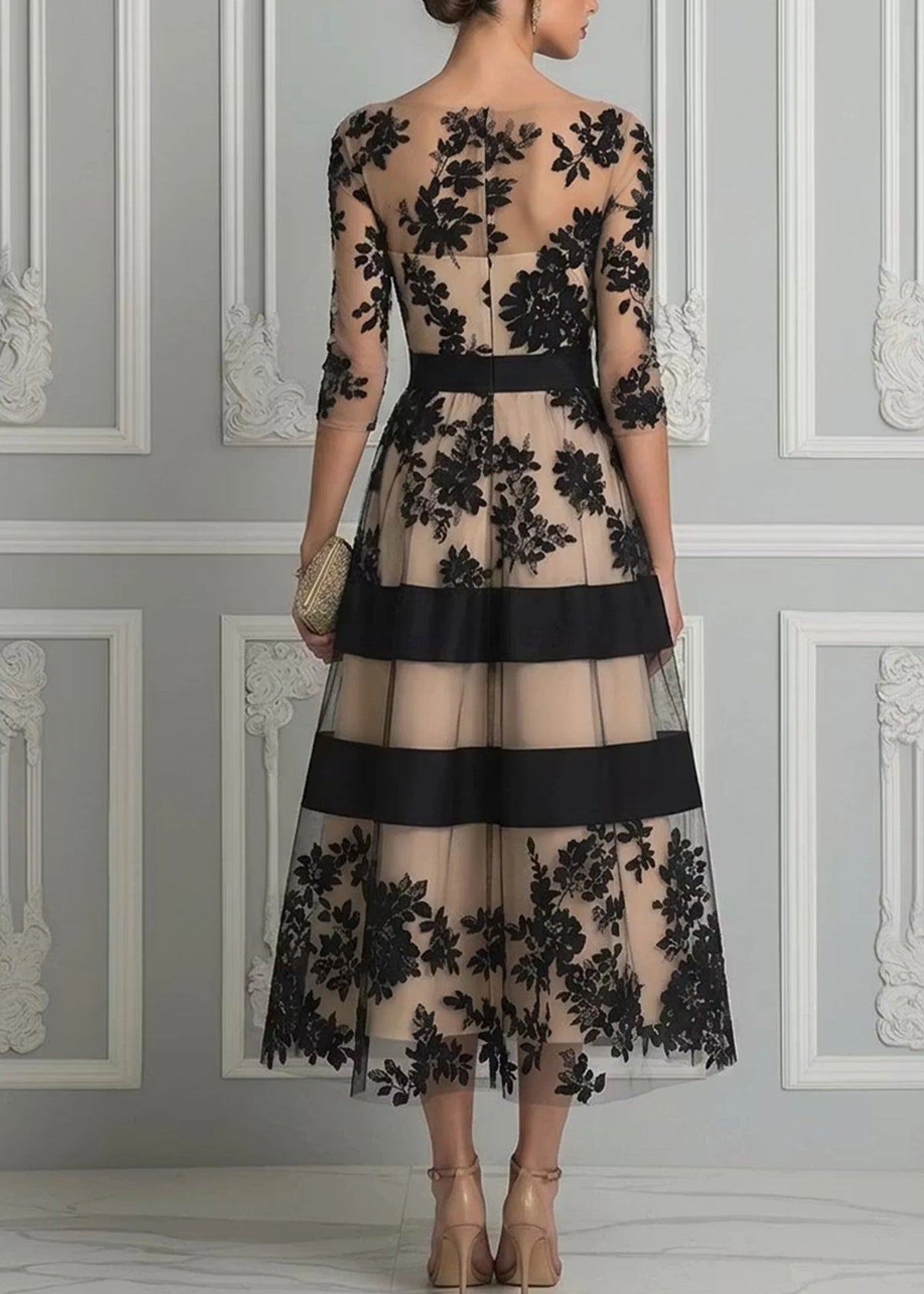 Hattie - Elegant Floral Midi Dress