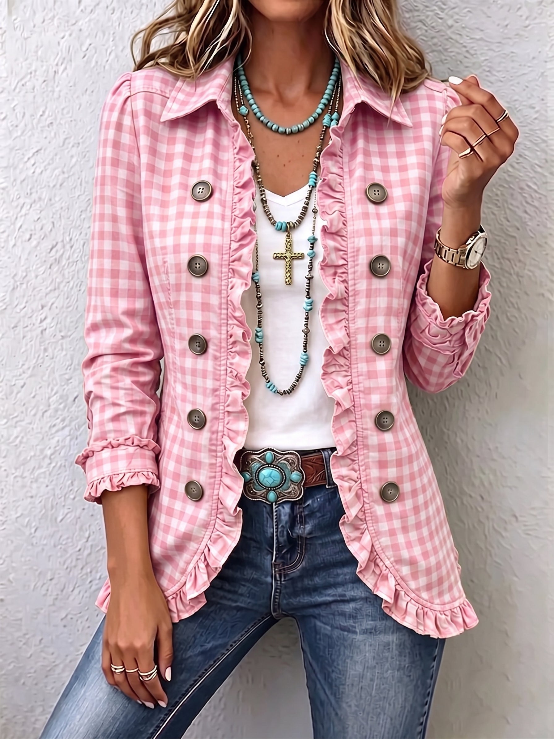 Zelda – Gingham Frill Jacket