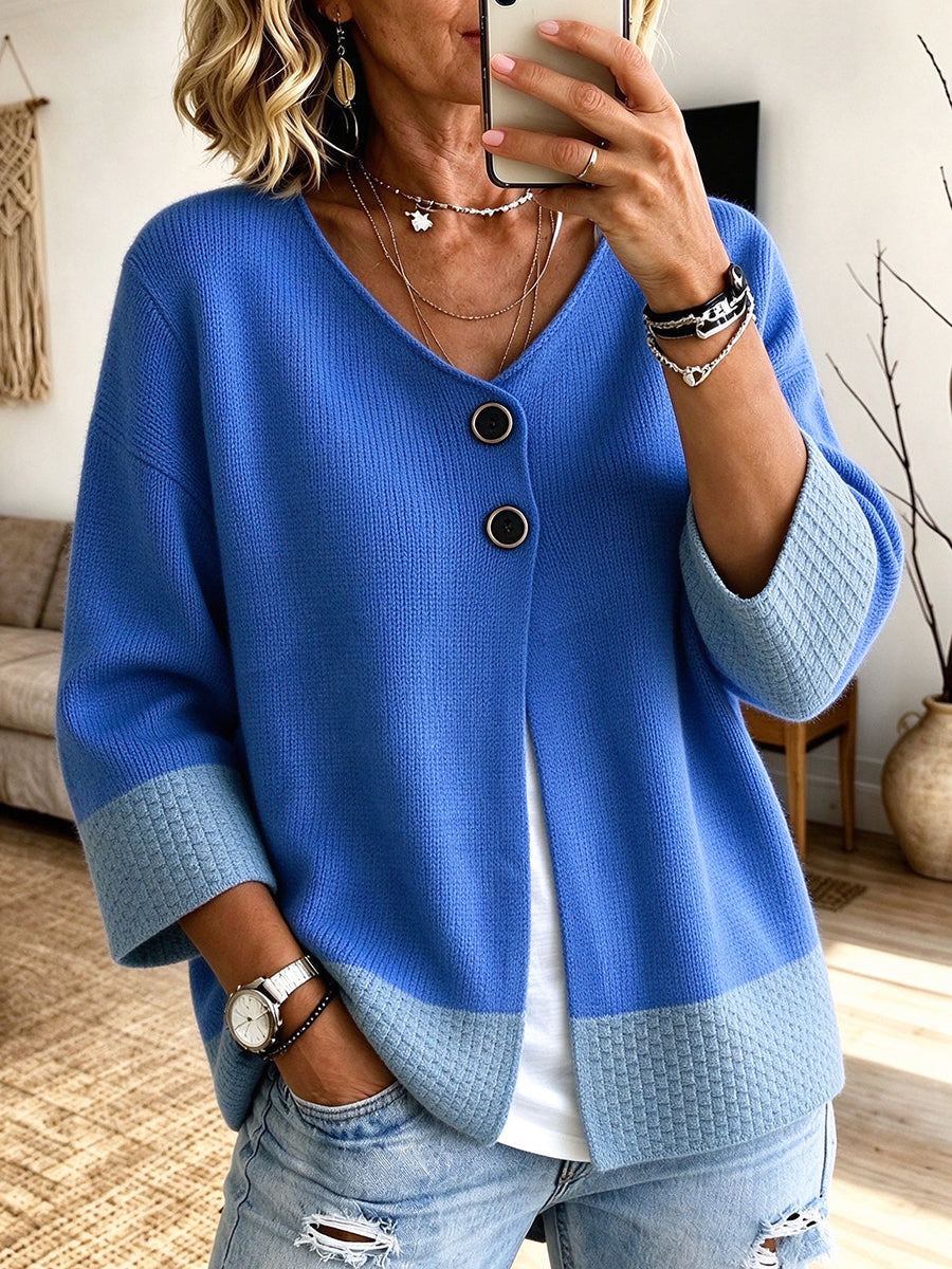 Rhea – Color-Block Knit Cardigan
