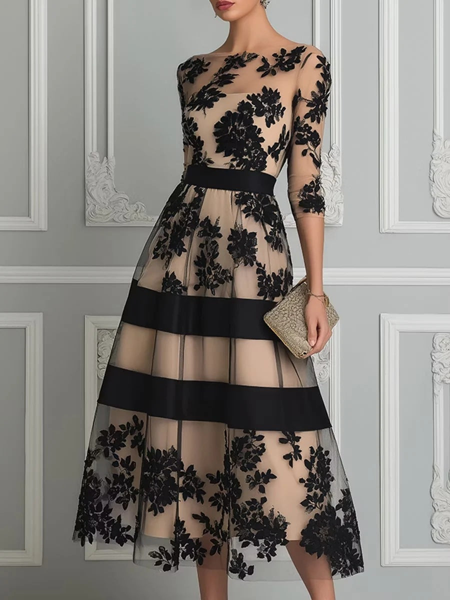 Hattie - Elegant Floral Midi Dress