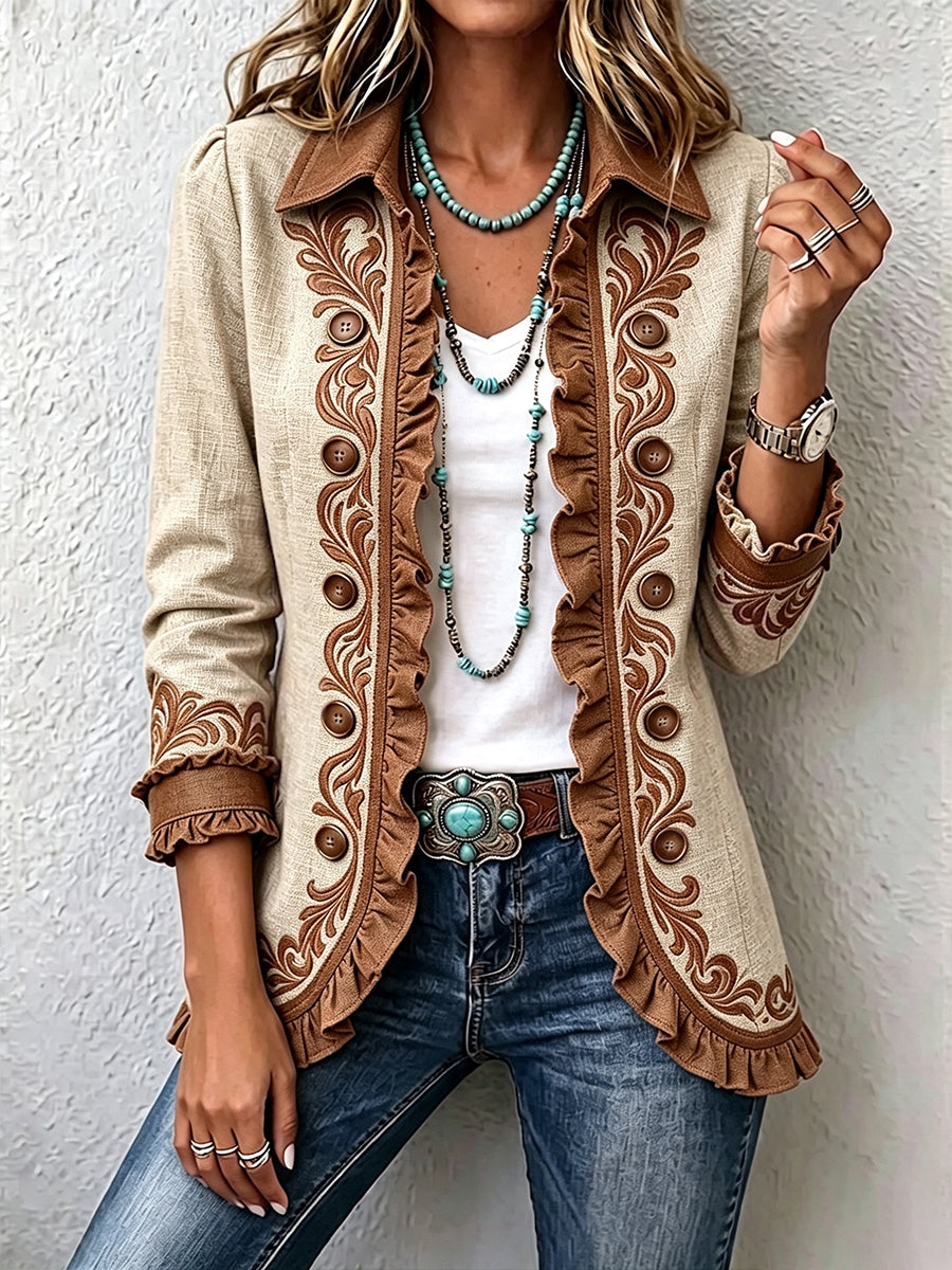 Carly – Embroidered Floral Frill Jacket