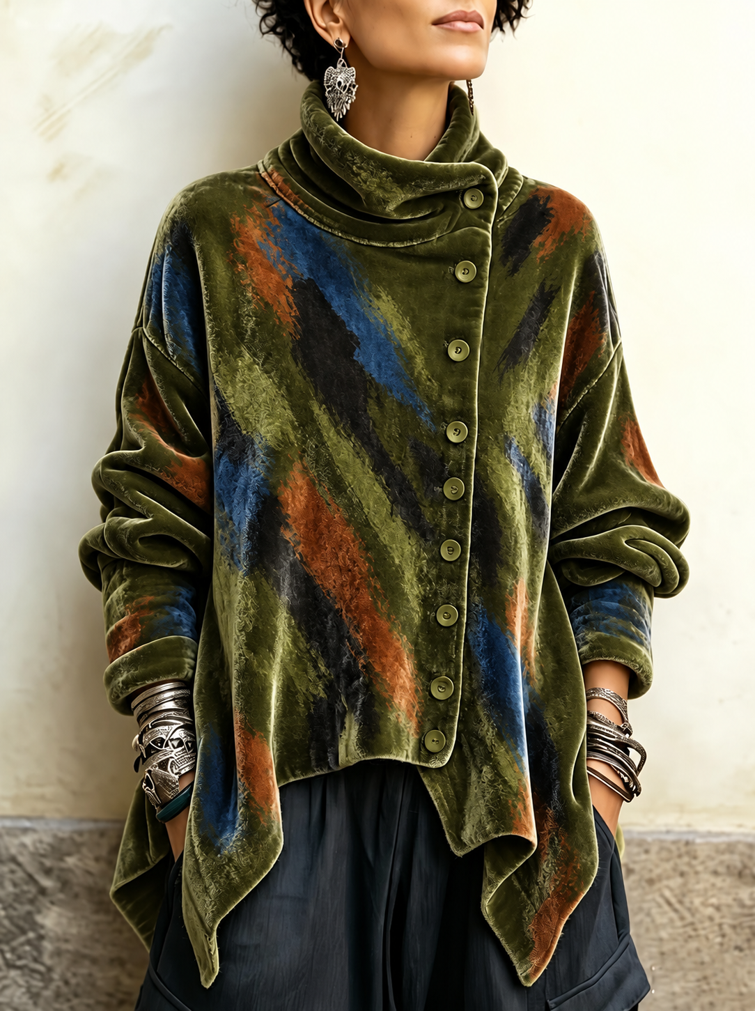Dahlia - Women's Velvet Cowl Neck Top