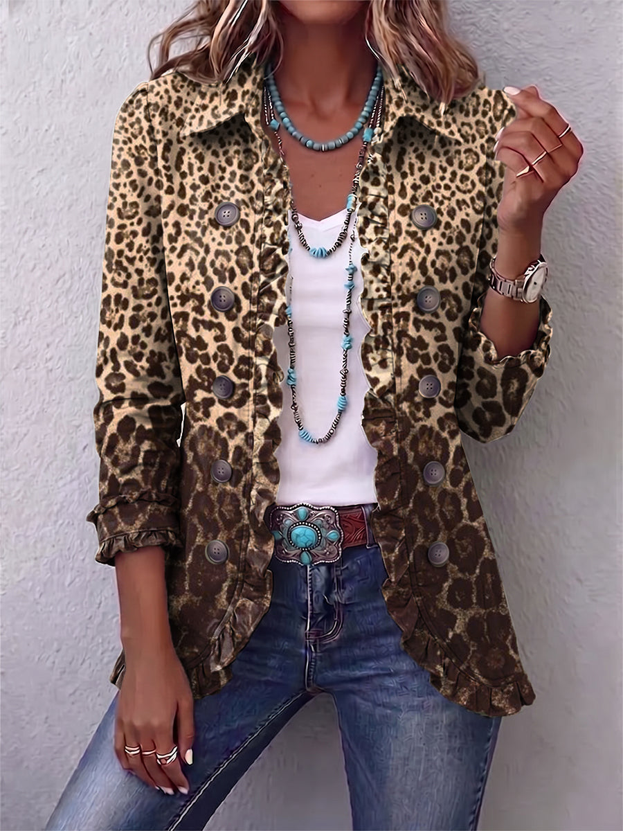 Claudia – Leopard Print Frill Jacket