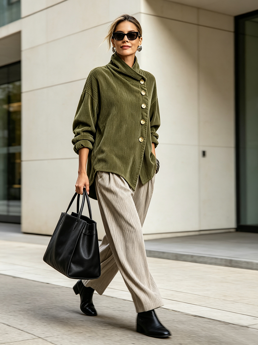 Leilani - Olive Green Corduroy Sweater