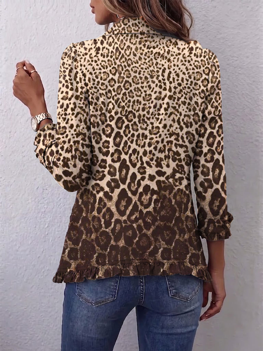 Claudia – Leopard Print Frill Jacket