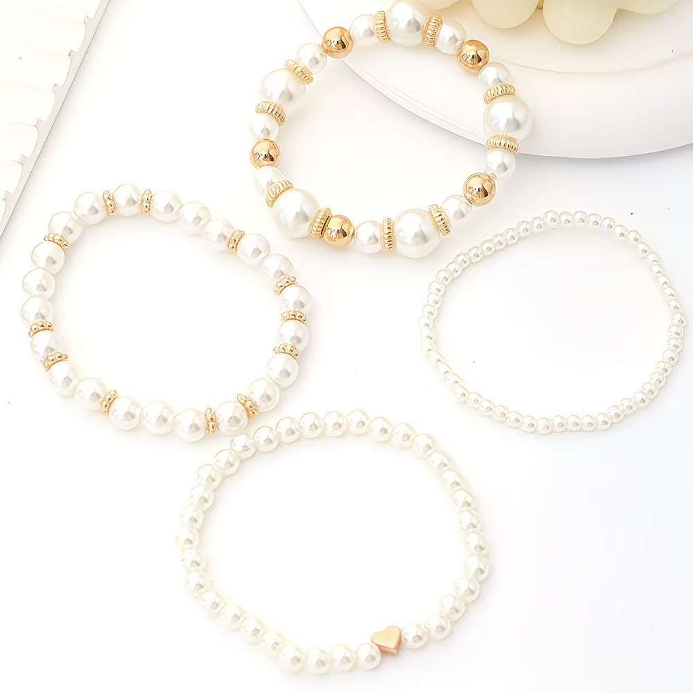 Coleen - Pearl Stack Bracelet Set of 4