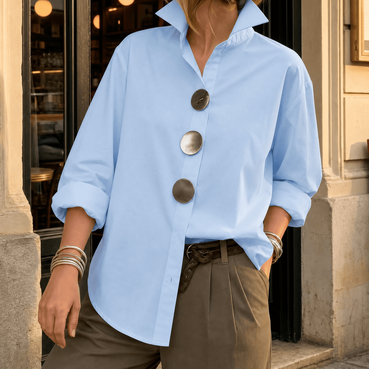 Malani - Asymmetric Statement Button Blouse