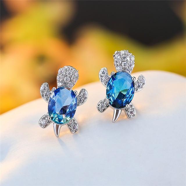 Brianna – Silver Earrings Seawater Turtle with Zirconia