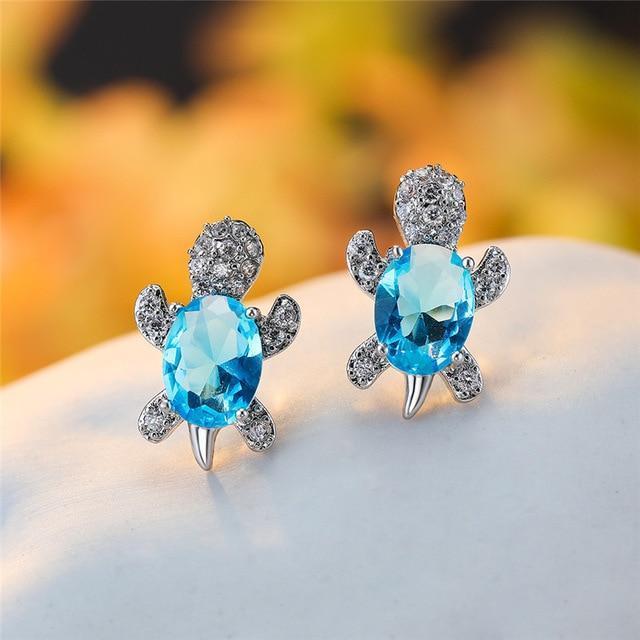 Brianna – Silver Earrings Seawater Turtle with Zirconia