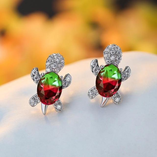 Brianna – Silver Earrings Seawater Turtle with Zirconia