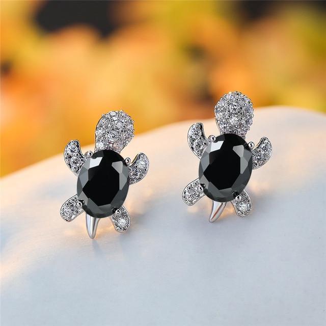 Brianna – Silver Earrings Seawater Turtle with Zirconia