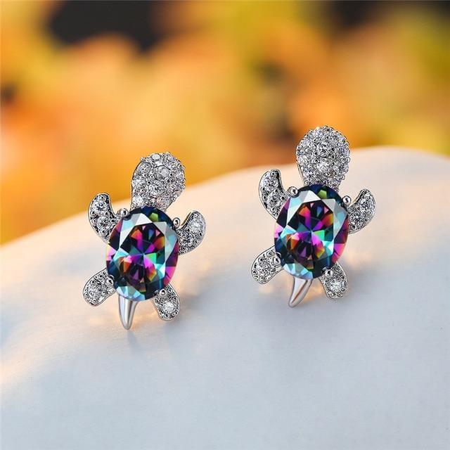 Brianna – Silver Earrings Seawater Turtle with Zirconia