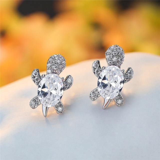 Brianna – Silver Earrings Seawater Turtle with Zirconia