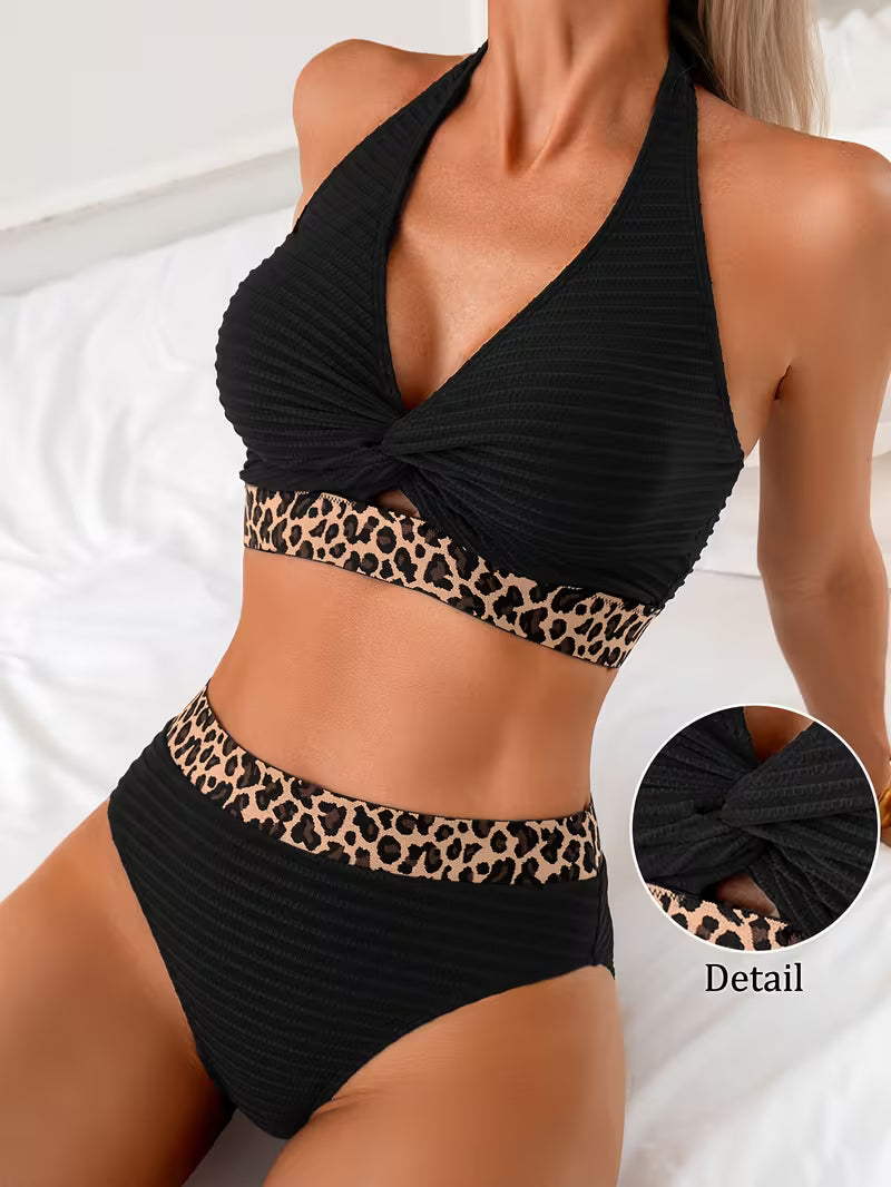 Aurora - Ribbed Leopard Print One Piece Swimwear