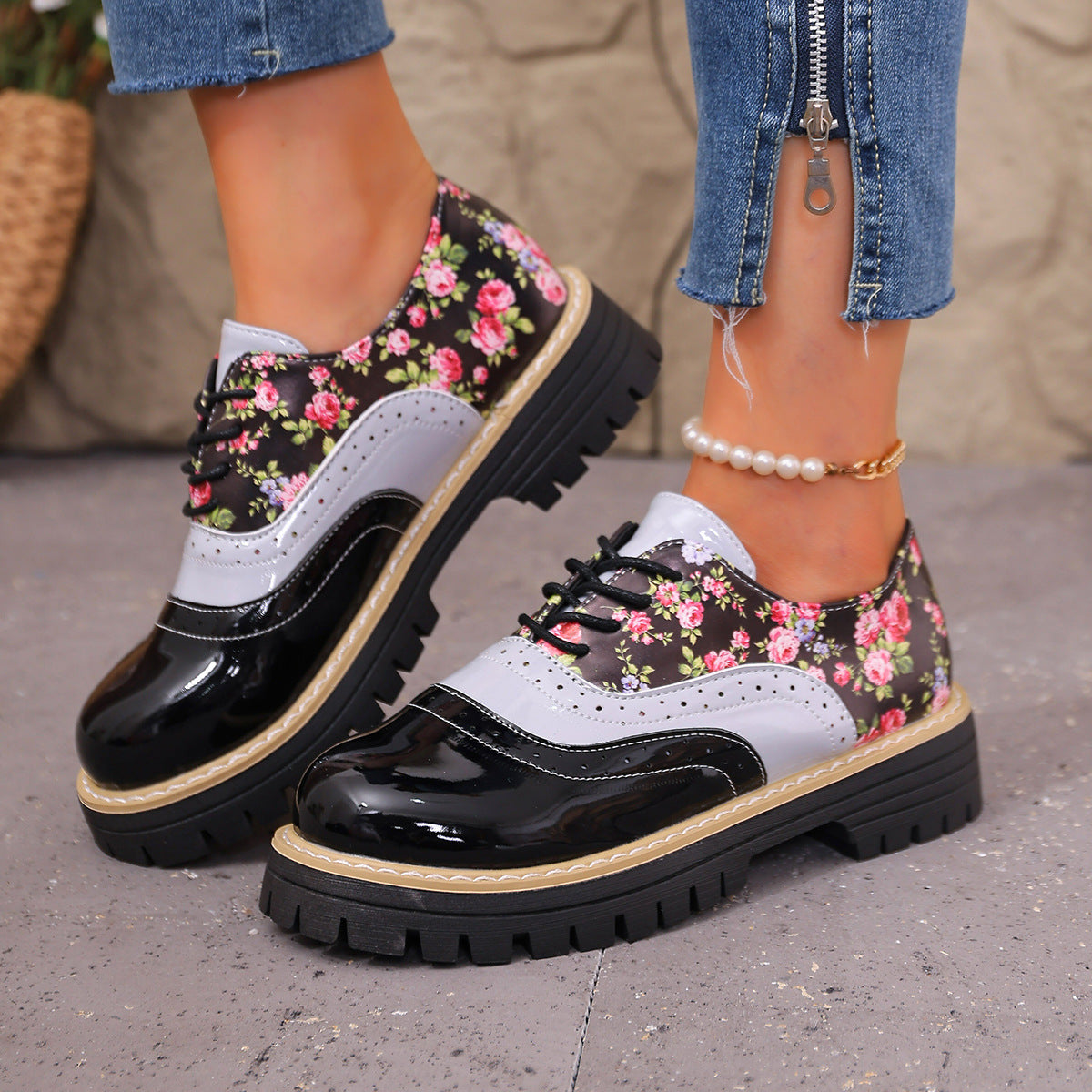Juniper – Floral Orthopedic Oxford Shoes