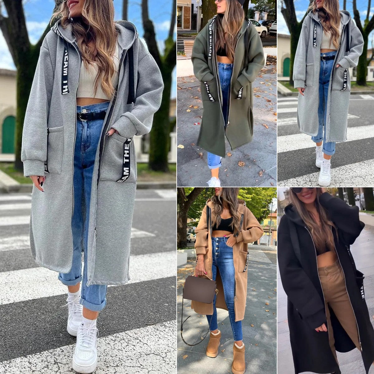Amanda - Long Hooded Sweatshirt Coat