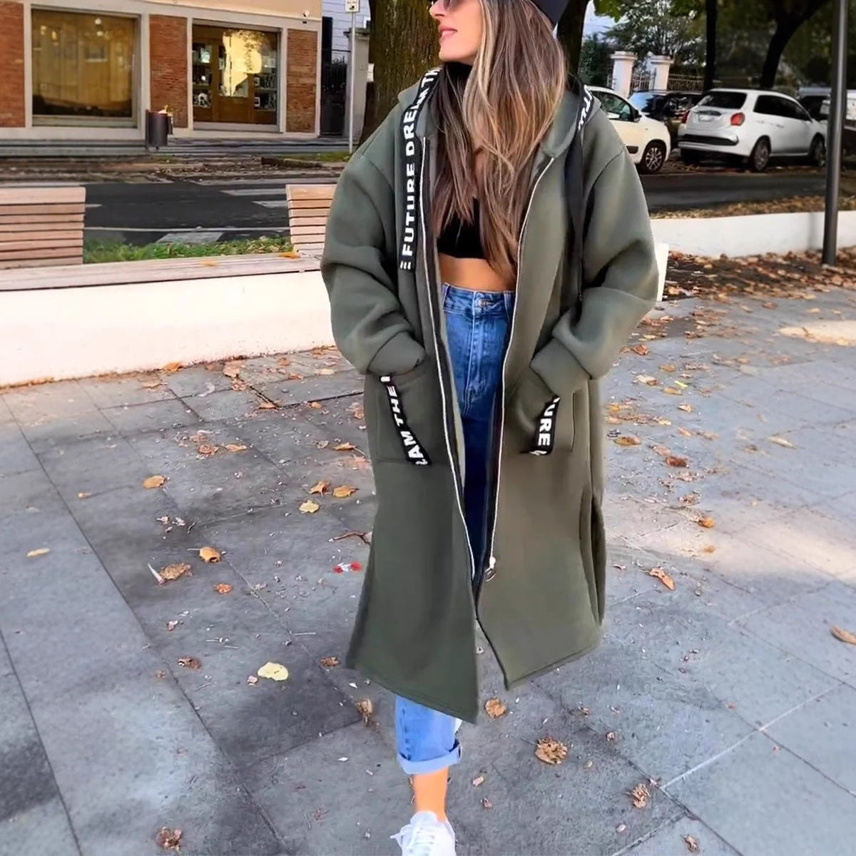Amanda - Long Hooded Sweatshirt Coat