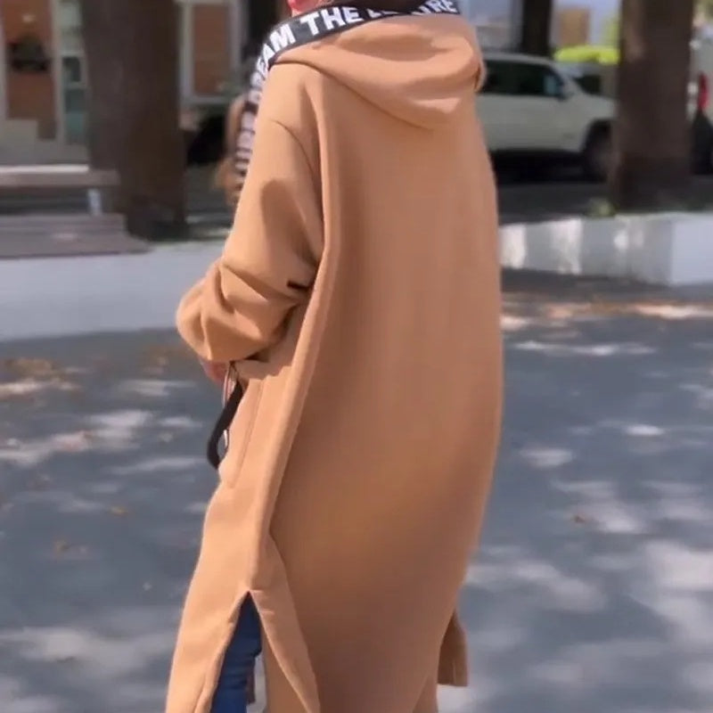 Amanda - Long Hooded Sweatshirt Coat