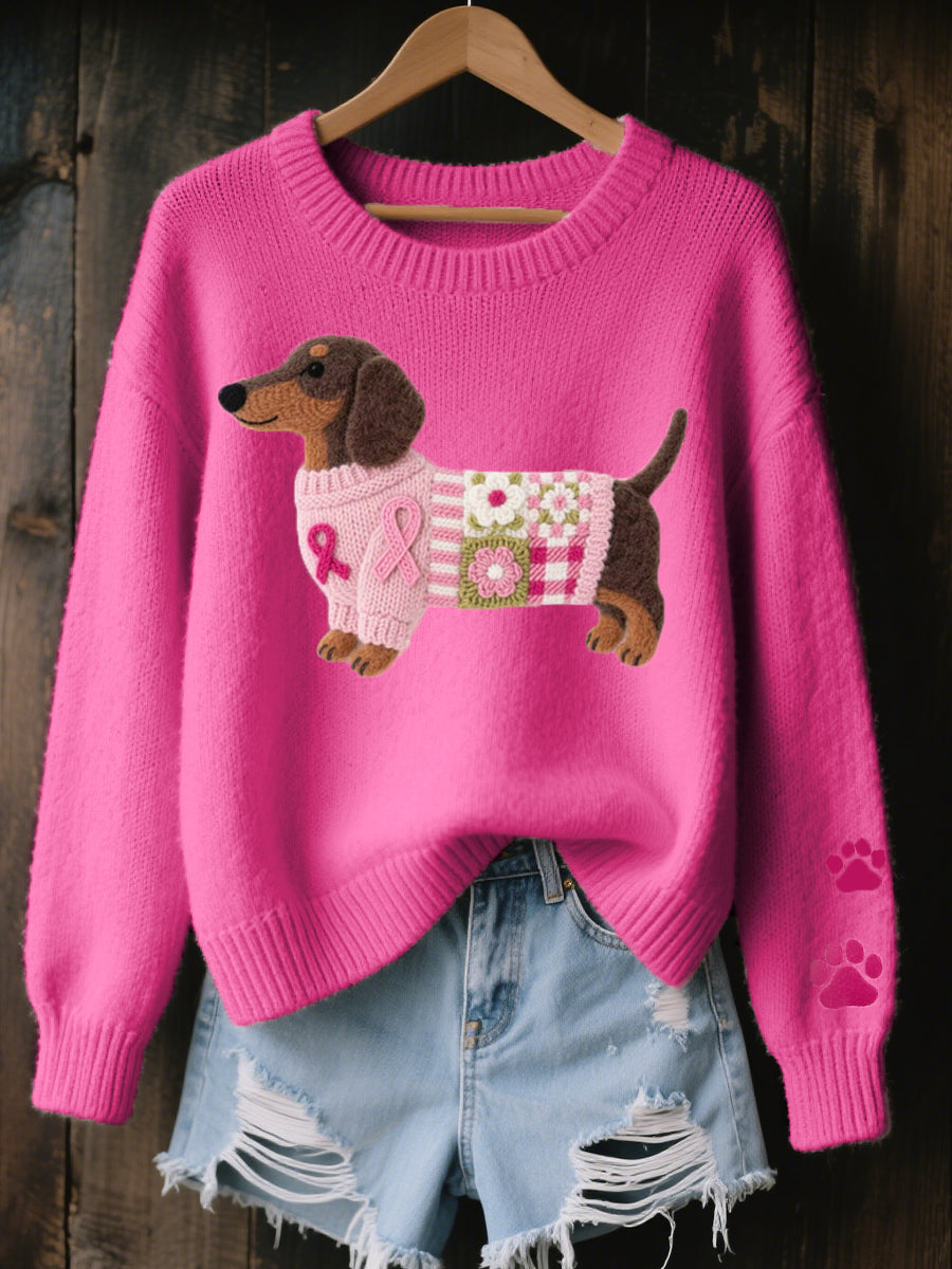 Emelia - Dachshund Pattern Knit Sweater