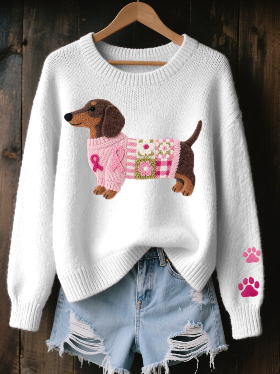 Emelia - Dachshund Pattern Knit Sweater