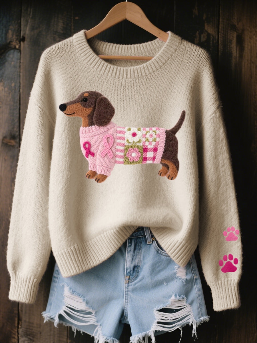 Emelia - Dachshund Pattern Knit Sweater