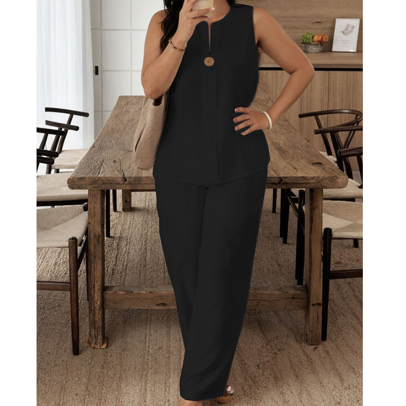 Judy - Elegant Sleeveless Wide-Leg Pants Set