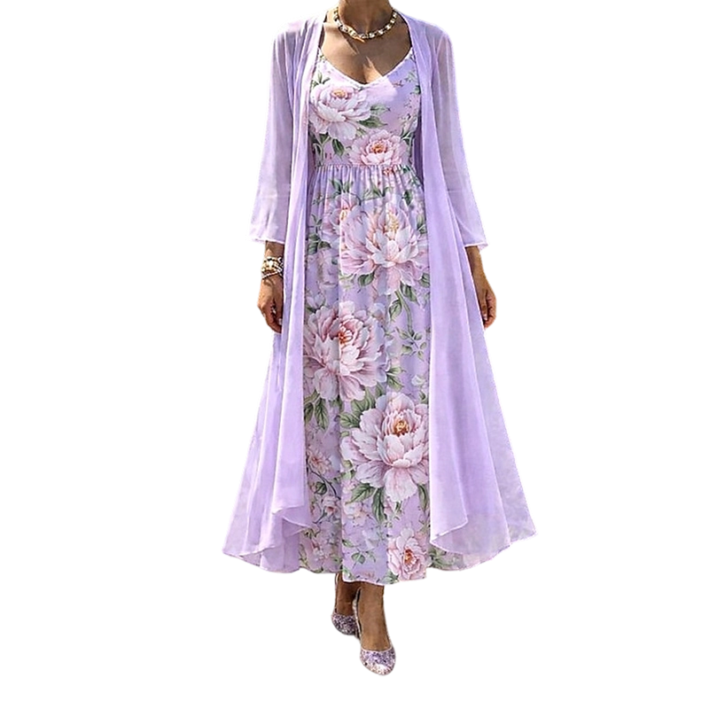 Rosalie - Floral Dress and Chiffon Cardigan Set