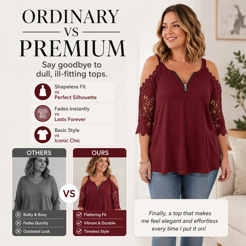 Ruby - Lace Off-Shoulder Zip Top